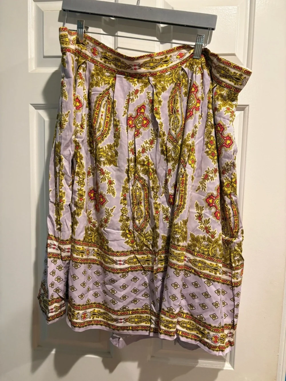 Anthropologie midi a-line skirt paisley lilac beige sz 24W